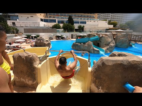 Sol Barbados Hotel Water park Meliá Majorca Full walking tour part 1 all the water slides
